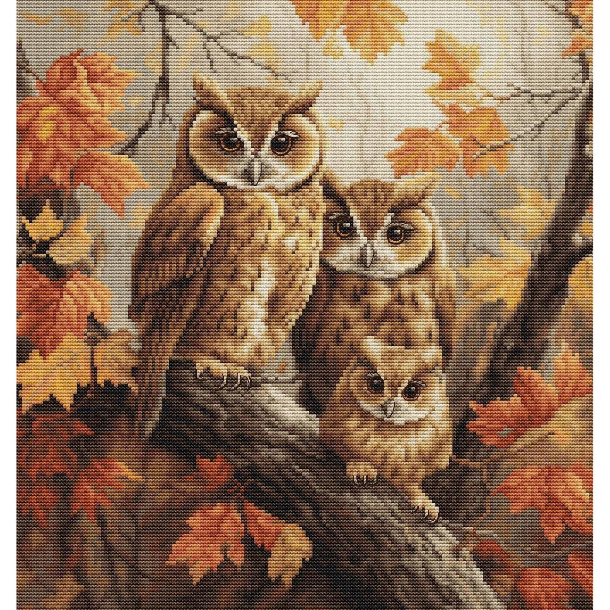 Luca-S The Owls Family Counted Cross Stitch Kit